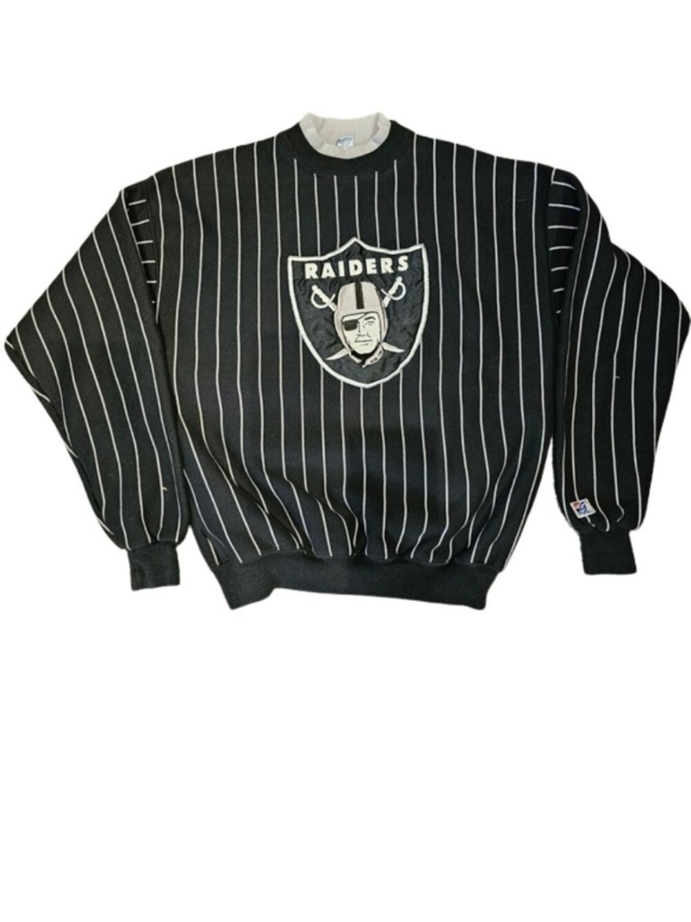 Vintage 90s The Game Raiders Pinstripe Crewneck Sweatshirt XL Oakland NFL